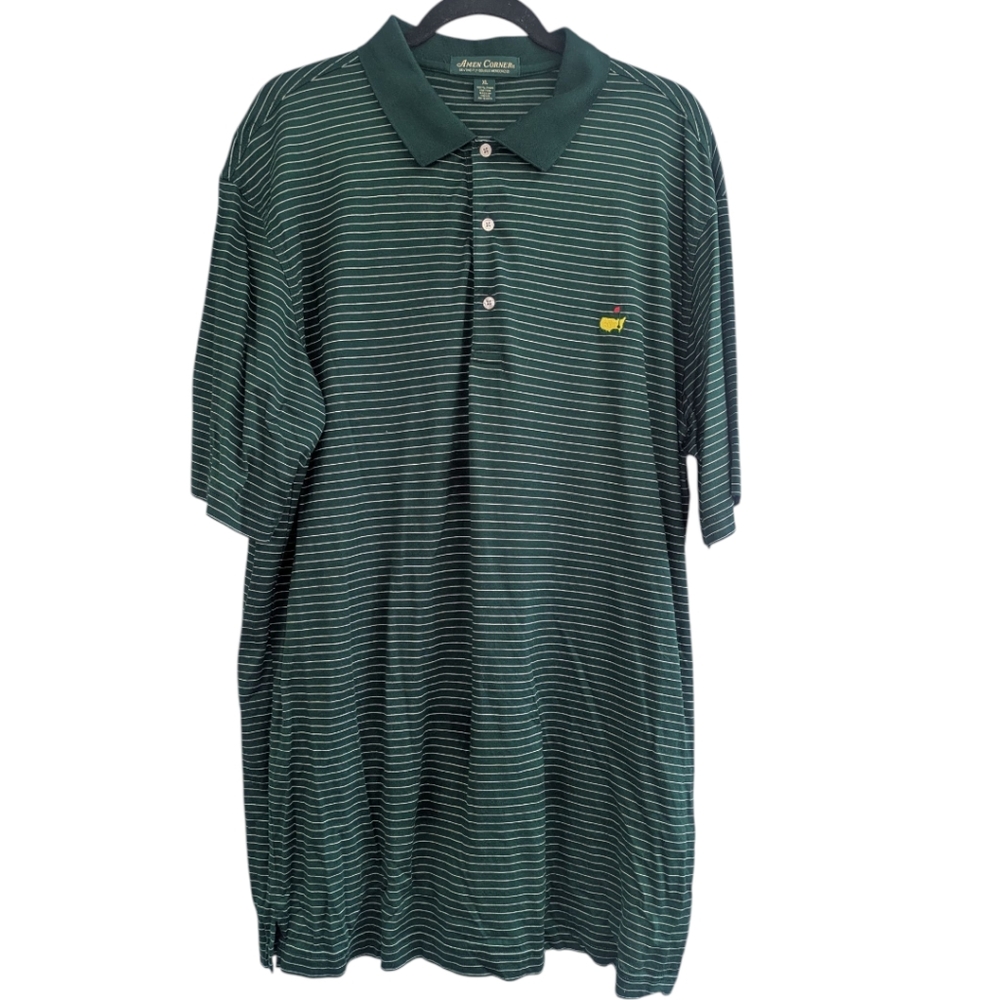 Amen Corner Masters 60s Two-Ply Double Mercerized Pima Cotton Green Stripe Polo